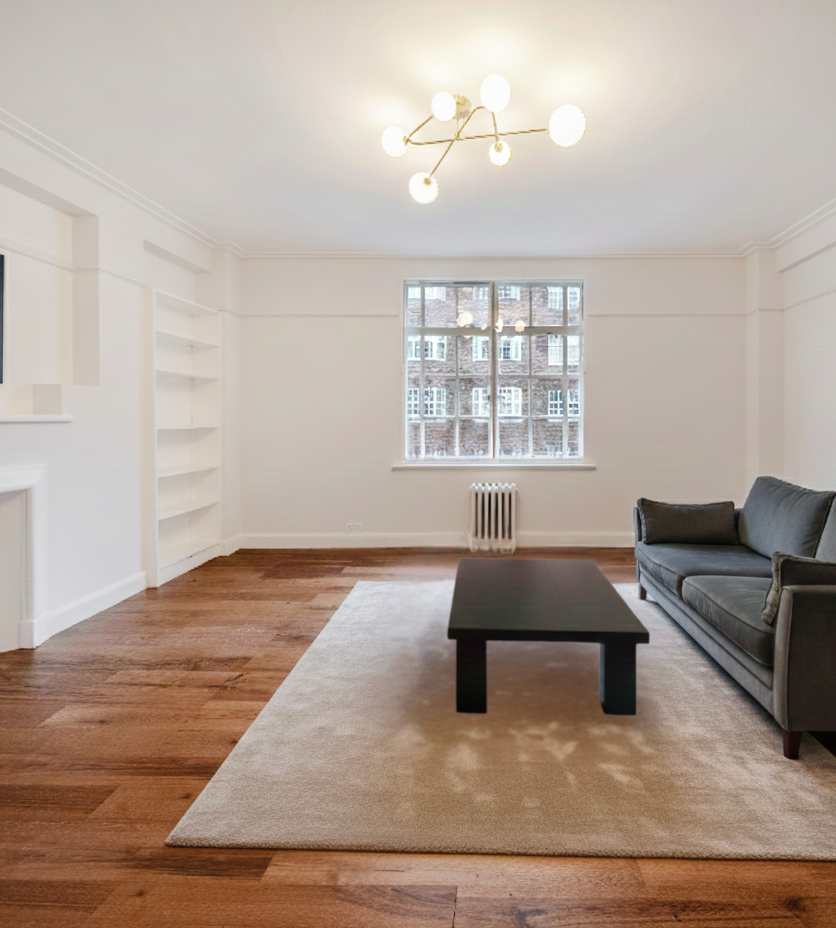 Lounge to a Luxury Refurbished Two-Bedroom Mansion Block Apartment